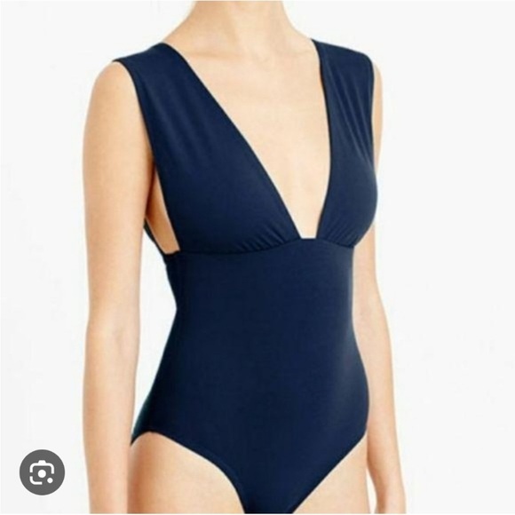 J. Crew Navy Plunge V-neck One Piece Swimsuit 10 - Picture 4 of 12
